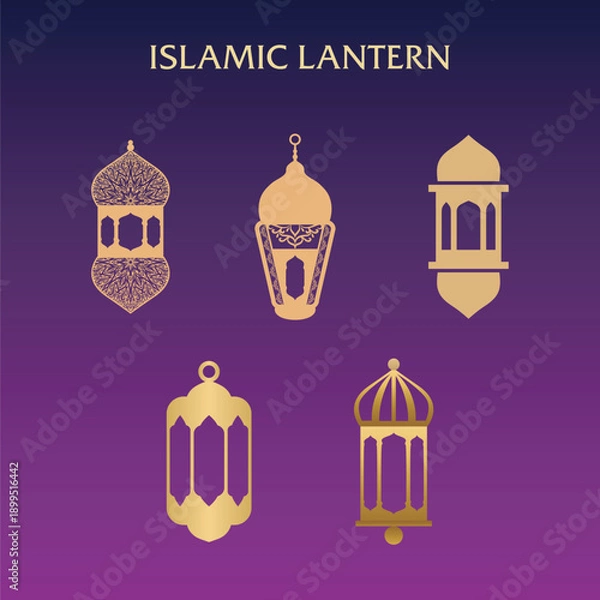 Obraz A BUNDLE ISLAMIC LANTERN GOLD