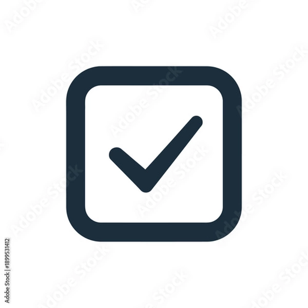 Obraz Checkmark icon in rounded square frame viewed straight on digitally