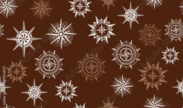 Obraz Compass Wind rose, compass pattern, hand drawn Illustration.	
