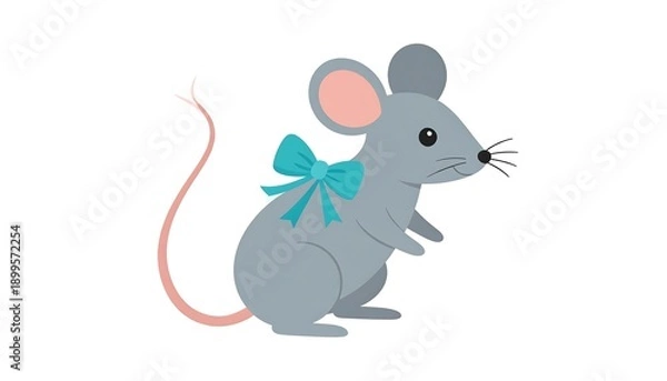 Obraz Cute cartoon mouse with bow tie.
