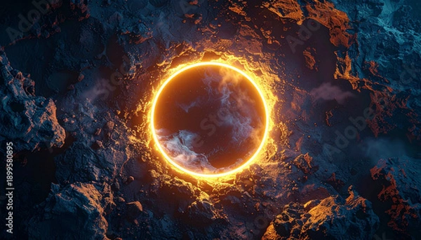 Obraz 火山岩に囲まれた溶岩のサークル