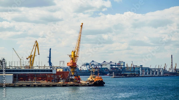 Obraz view of the industrial port on a sunny day