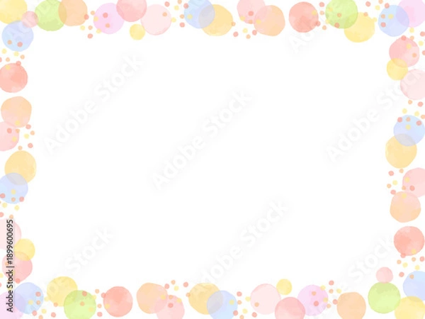 Obraz 水彩で描いたカラフルで可愛いドットのフレームイラスト