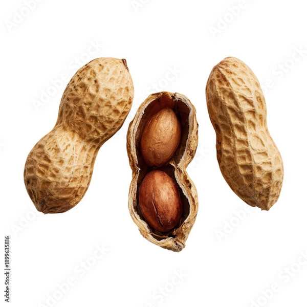 Obraz Three peanuts on a black background