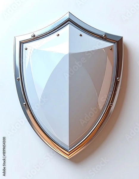 Obraz A shiny metallic shield on a white background