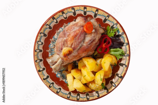 Obraz Lamb with boiled potatoes and vegetables