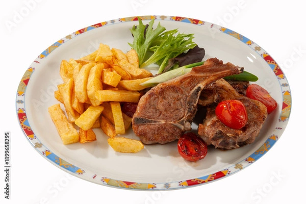 Obraz Lamb with boiled potatoes and vegetables