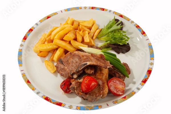 Obraz Lamb with boiled potatoes and vegetables