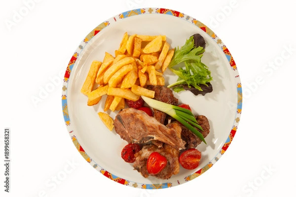 Obraz Lamb with boiled potatoes and vegetables