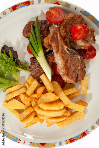 Obraz Lamb with boiled potatoes and vegetables