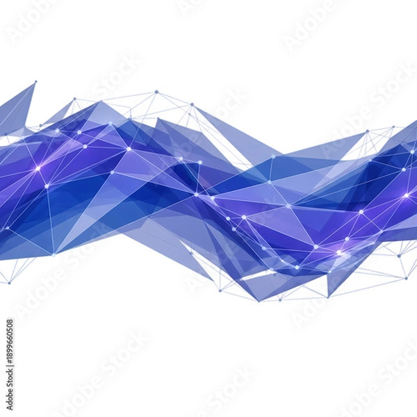 Obraz Blue Geometric Network - Abstract Data Connection and Technology