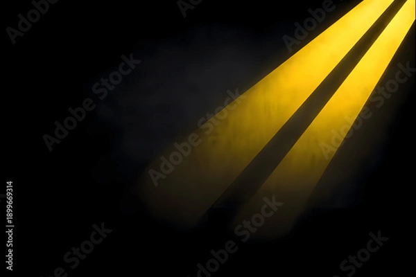 Obraz Dark Black Background with Diagonal Yellow Light Beams