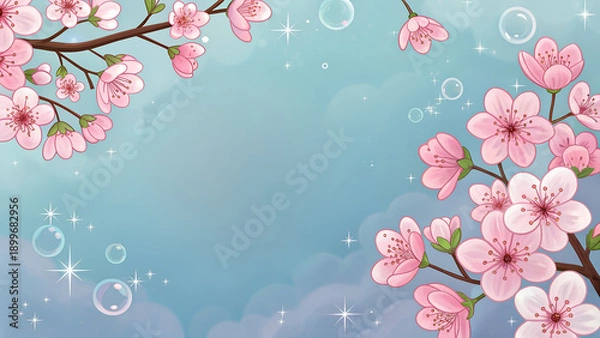 Obraz bubble surrounded by sparkly blossoms.