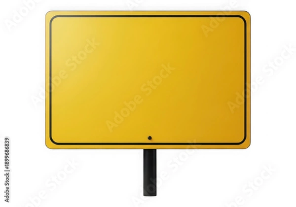 Obraz Yellow rectangular signboard with black pole isolated on transparent background