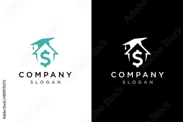 Obraz design logo house, dollar with school