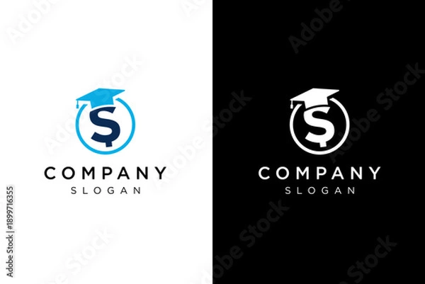 Obraz design logo dollar with school