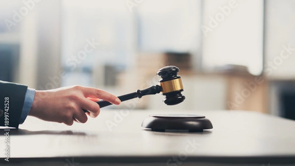 Obraz Hitting a gavel for finalizing the decision