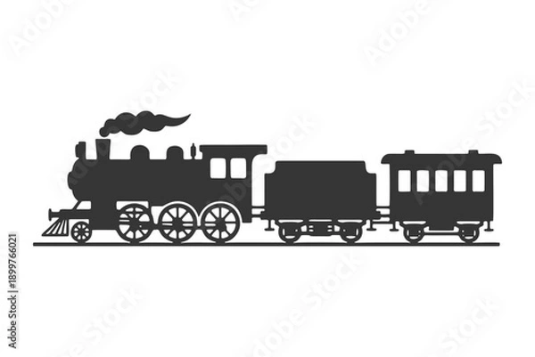Obraz レトロな機関車のシルエットアイコン