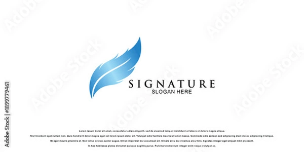 Fototapeta Ceative feather logo design with unique concept vector
