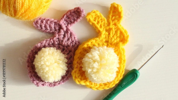 Obraz handmade crochet bunny for easter decoration