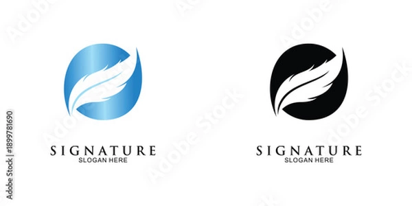 Fototapeta Ceative feather logo design with unique concept vector
