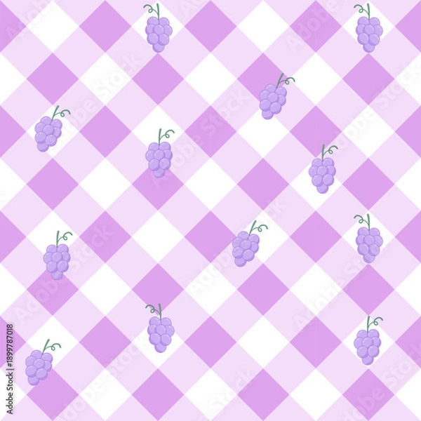 Obraz Grapes on Pastel Gingham Plaid Pattern