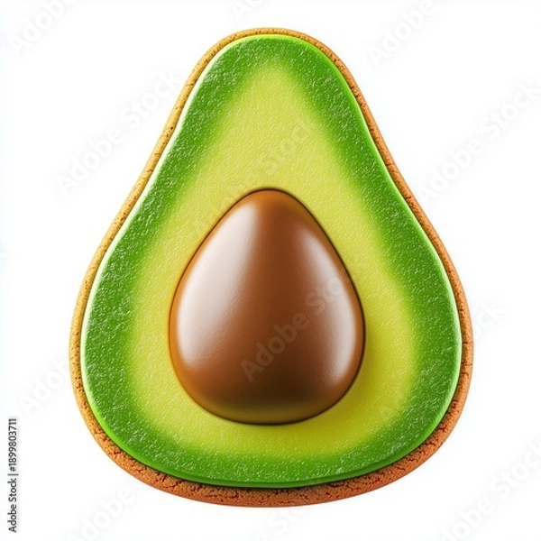 Obraz Clay icon avocado slice fruit, isolated white