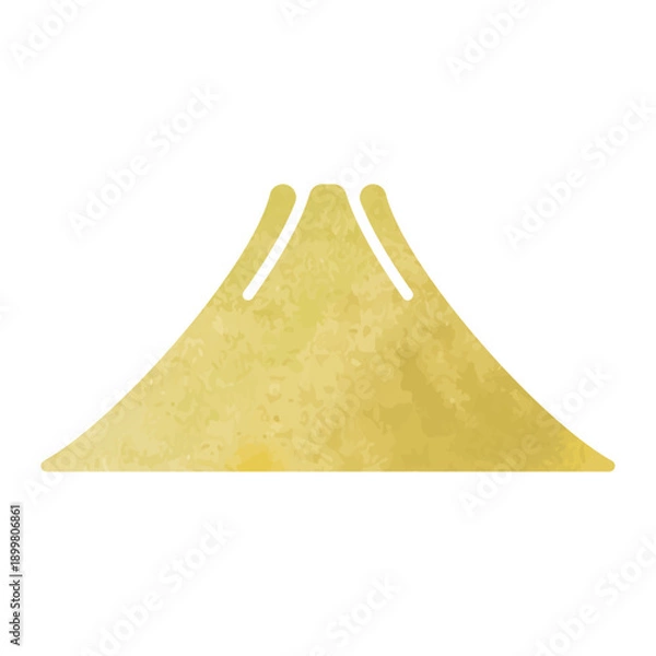 Obraz 水彩ゴールドの富士山のイラスト　ベクター　フレーム　手描き　テクスチャー　和風　和柄　年賀状　高級感　アイコン　金色