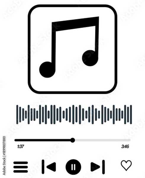 Obraz Minimalist Music Player Interface Icon
