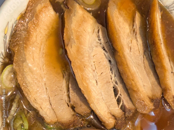 Obraz 湯気がたつ熱々の美味しそうなチャーシュー麺