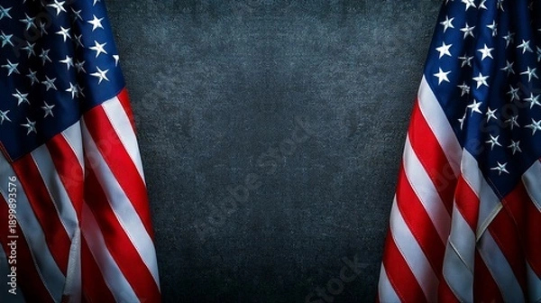 Obraz american flag frame on textured background with copy space