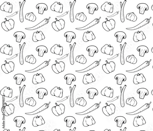 Obraz Seamless Vegetable Garden Line Art Pattern