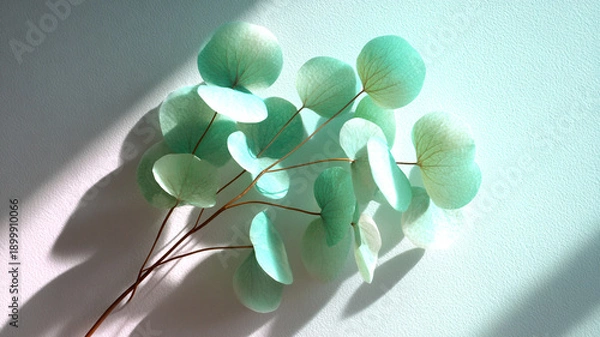 Obraz Minimal spring background with soft green leaves