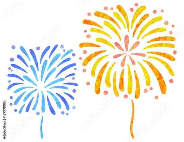 Obraz 二発の花火のイラストセット ベクター素材