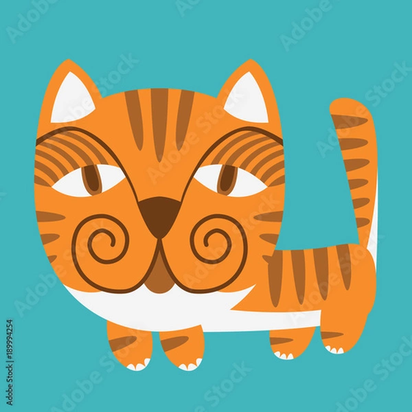 Obraz red cat cartoon vector illustration flat style front