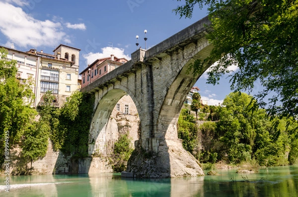 Fototapeta view of Devil's bridge at Cividale del Friuli
