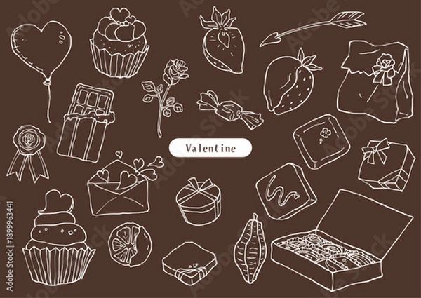 Obraz 白線のバレンタインアイコンセット