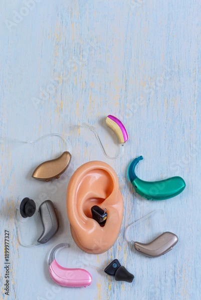 Obraz Hearing Aids Displayed on Model Ear