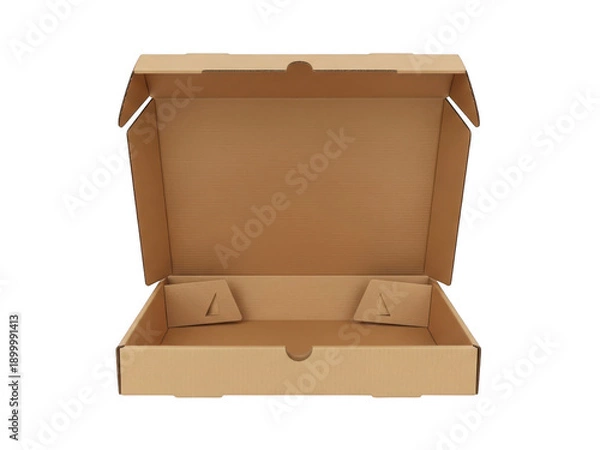 Obraz Empty cardboard pizza box isolated on transparent background