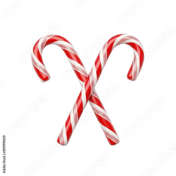 Obraz Two intertwined candy canes isolated on transparent background