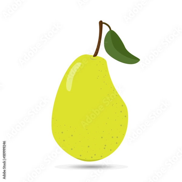 Obraz Big green pear on white background.