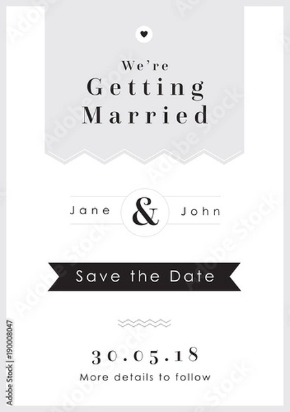Obraz Save the Date Grey Tag theme