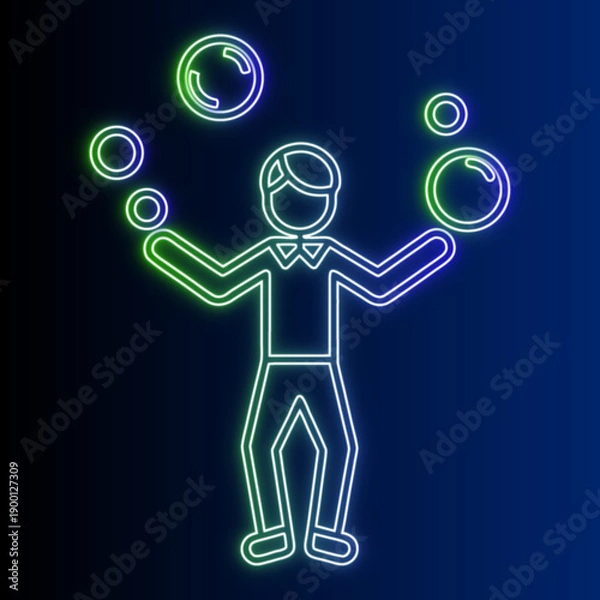 Obraz Neon Juggler With Bubbles