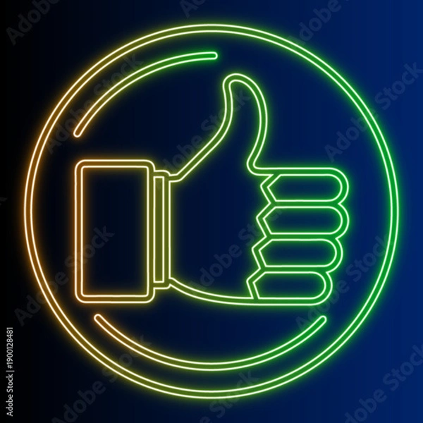 Obraz Bright Neon Thumbs Up Sign