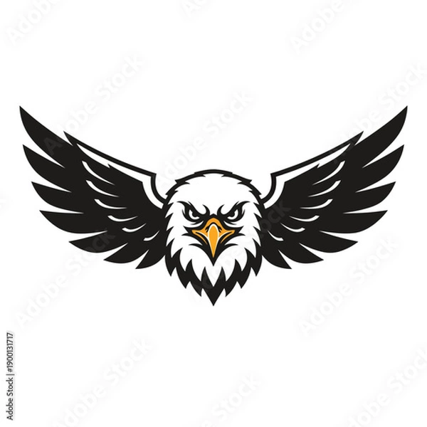 Obraz Eagle Head Illustration with Spread Wings and Sharp Talons