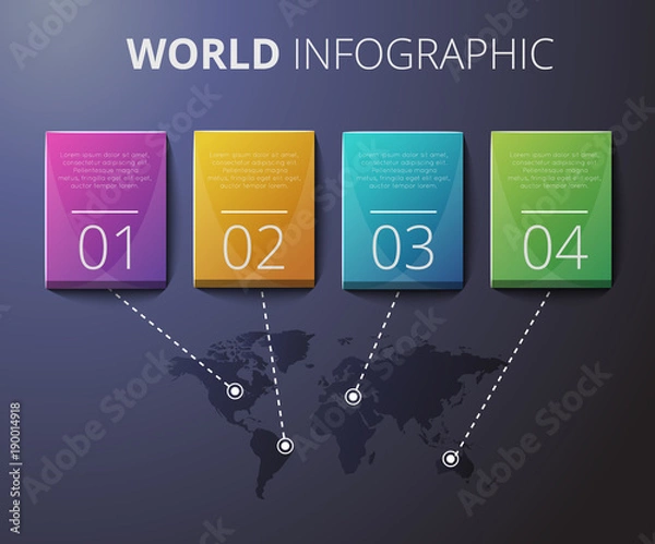 Obraz Infographic, flyer, world map