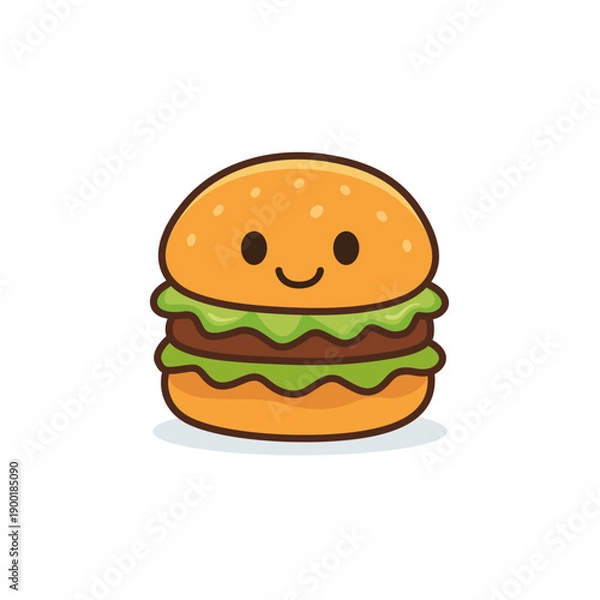 Obraz Simple Cute Burger Flat Illustration