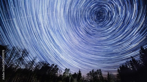 Fototapeta Beautiful startrails on night sky