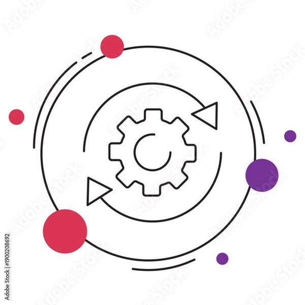 Obraz Agile Process icon, Iterative Project Management, Scrum Workflow System, Adaptive Development Cycle, Continuous Improvement Model, vector