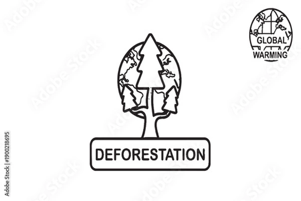 Obraz Deforestation and Global Warming Environmental Concept Icon